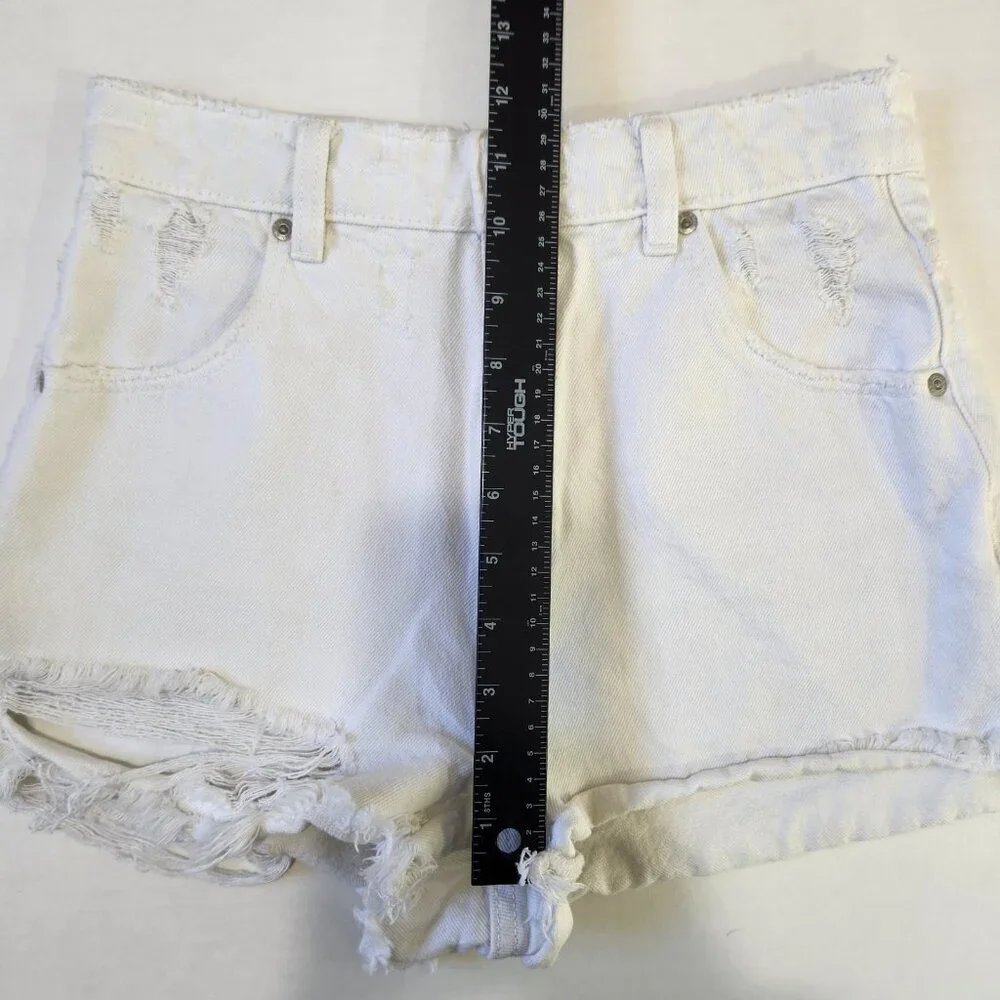 Rolla's Duster High Rise‎ Slim Denim Shorts 26 Vintage White Worn Distressed
